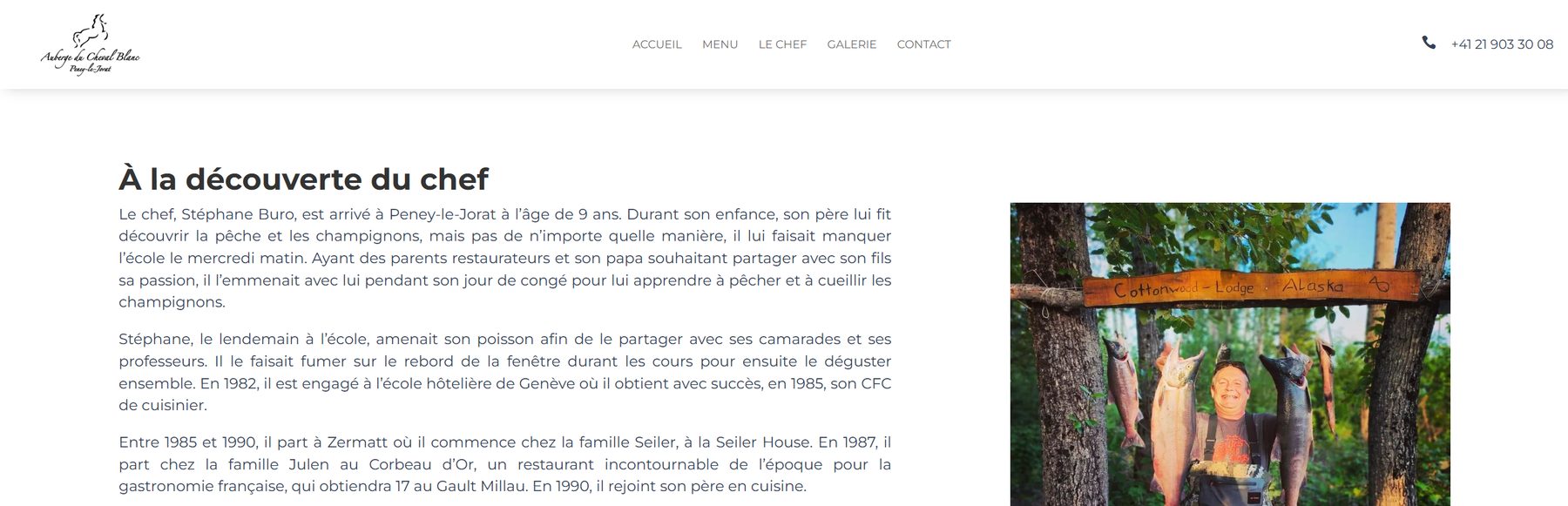 Page de présentation du chef